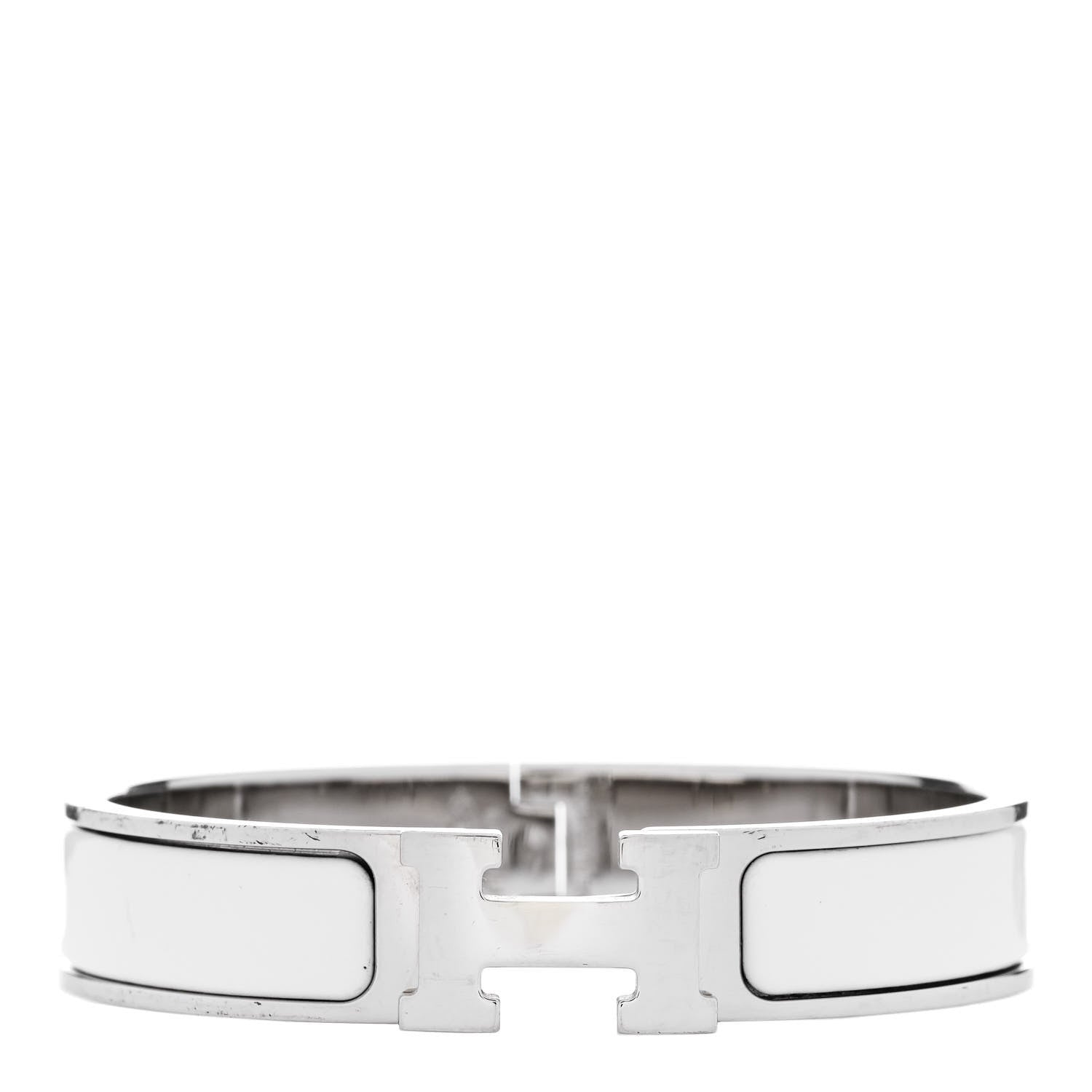 Hermes Enamel Narrow Clic Clac H Bracelet PM White 1 of 4