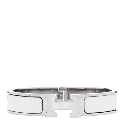 Hermes Enamel Narrow Clic Clac H Bracelet PM White 1 of 4