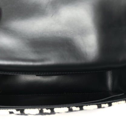 Christian Dior Technical Canvas Macro Houndstooth Medium Caro Bag Black White 4 of 8