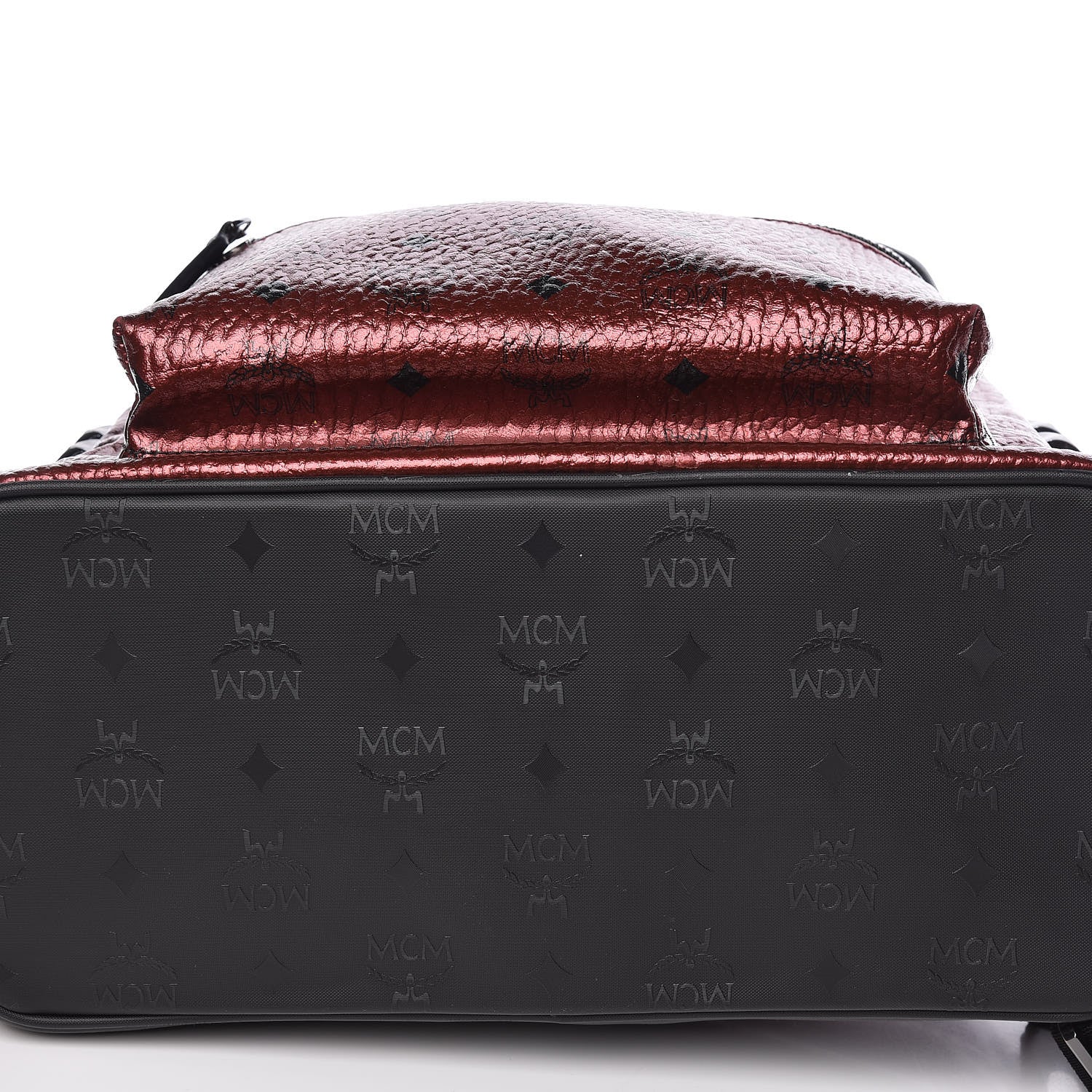 MCM Metallic Visetos Medium Side Stud Stark Backpack Scooter Red Black 10 of 11