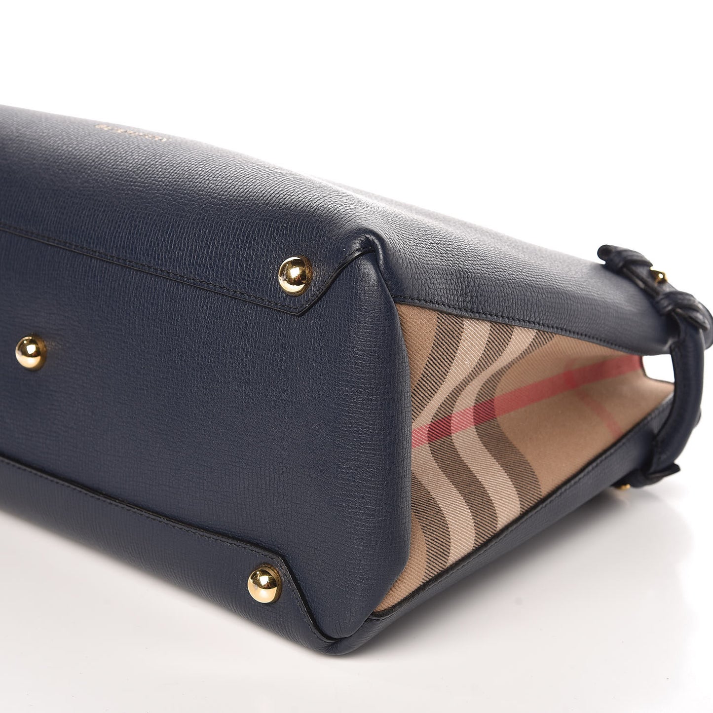 Grainy Calfskin House Check Medium Banner Tote Ink Blue