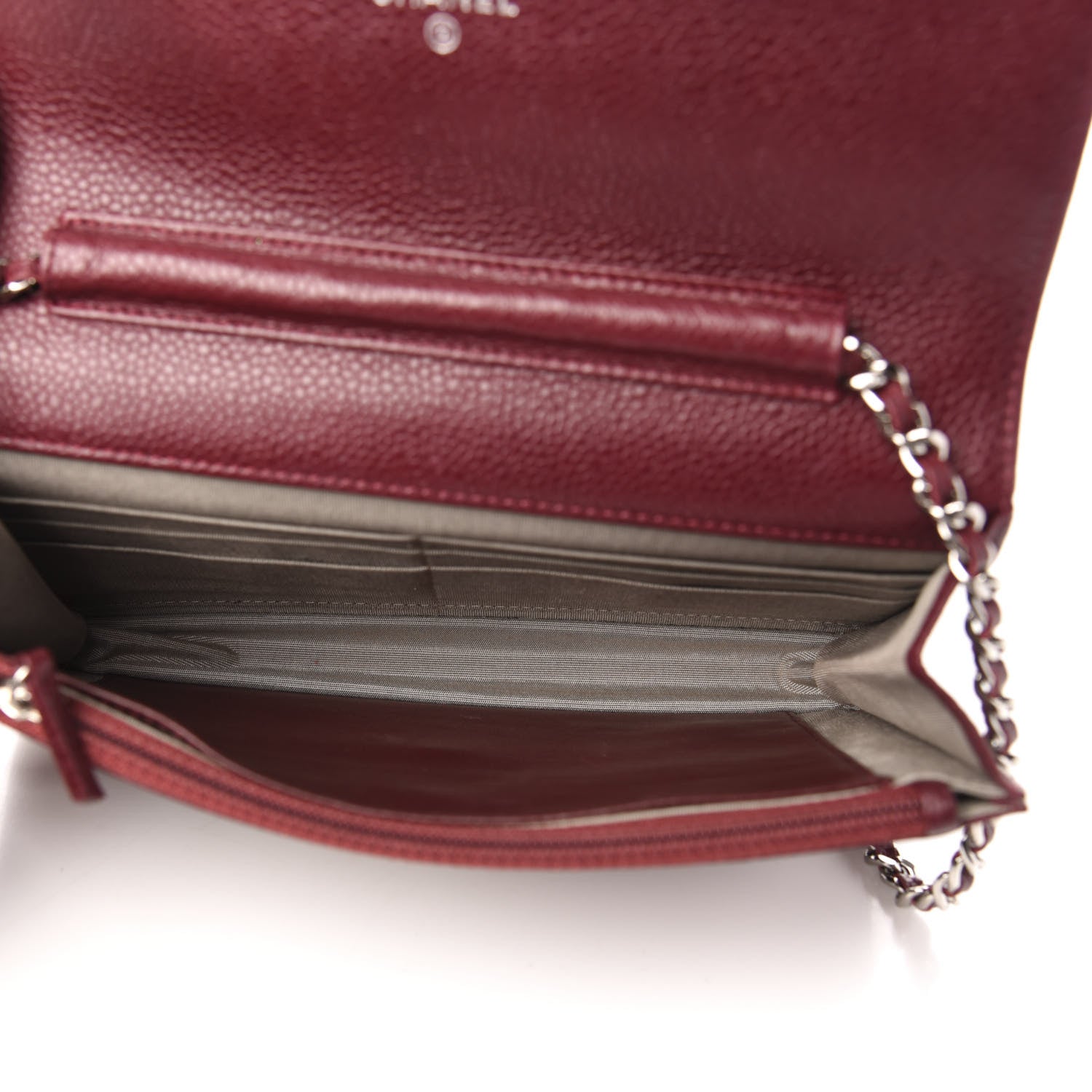 Chanel Caviar Timeless CC Wallet on Chain WOC Dark Red 5 of 16