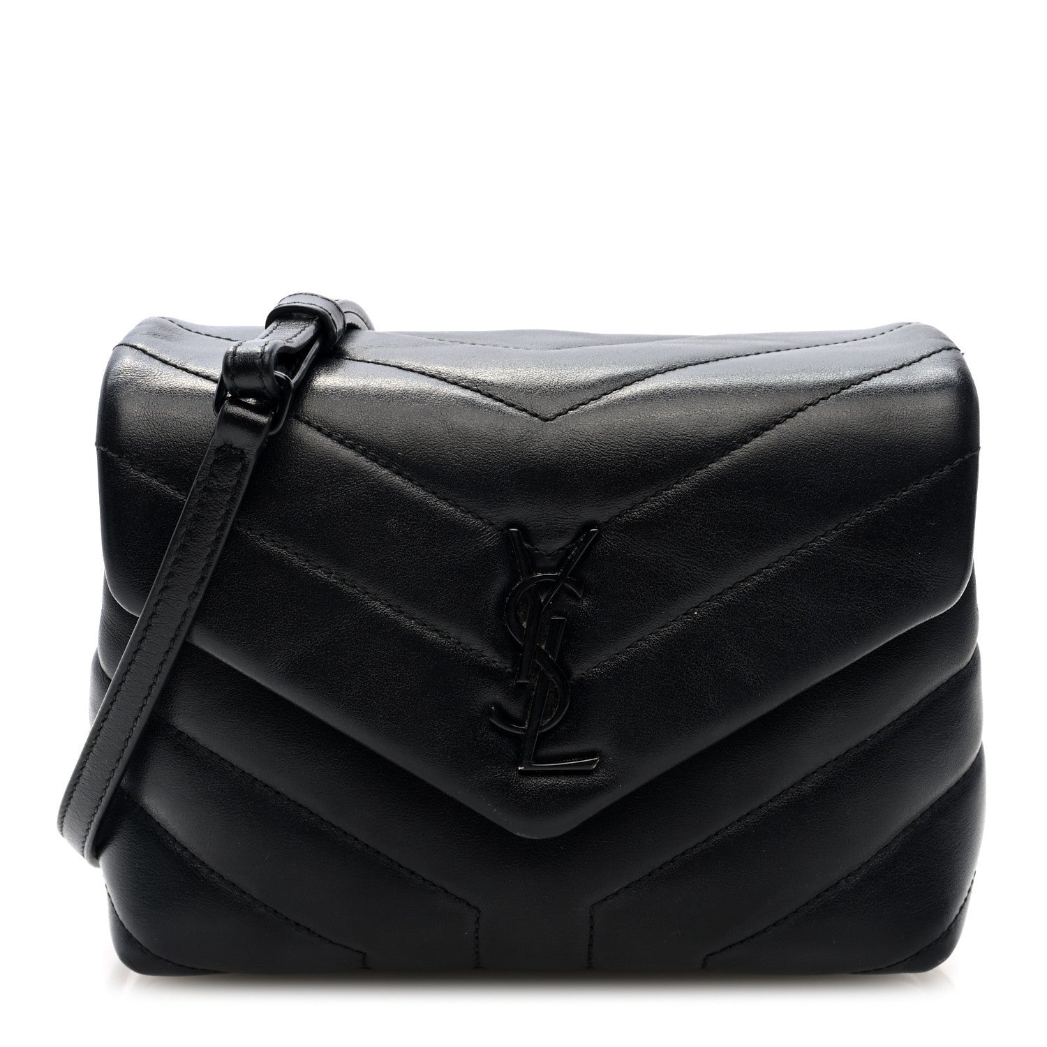 Saint Laurent Calfskin Y Quilted Monogram Monochrome Toy Loulou Crossbody Bag Black 1 of 7