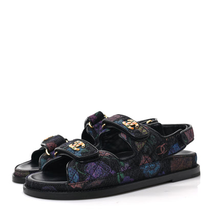 Chanel Denim Quilted Dad Sandals 38 Black Multicolor 3 of 9