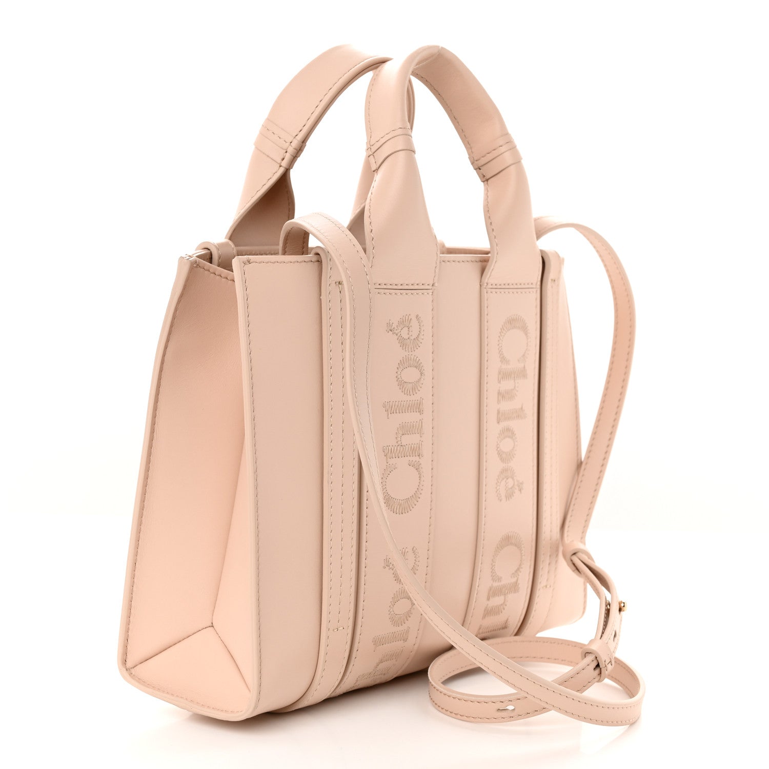 Chloe Calfskin Small Woody Tote Cement Pink 3 of 10
