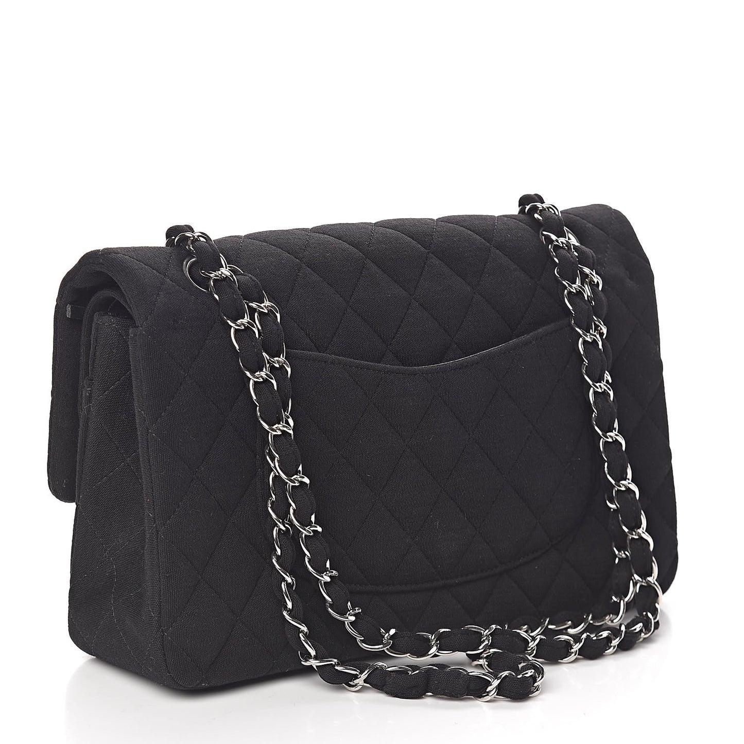 Jersey Quilted Medium Double Flap Black