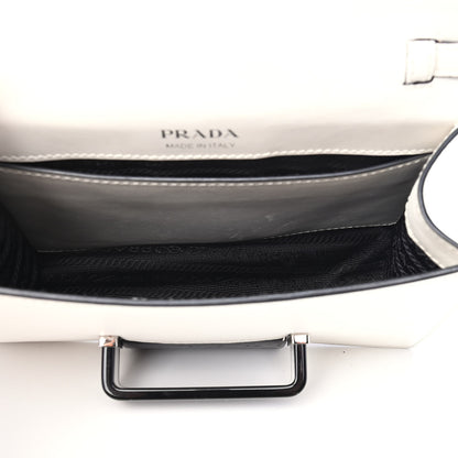 Prada City Calf Plex Ribbon Bag White Black 5 of 8