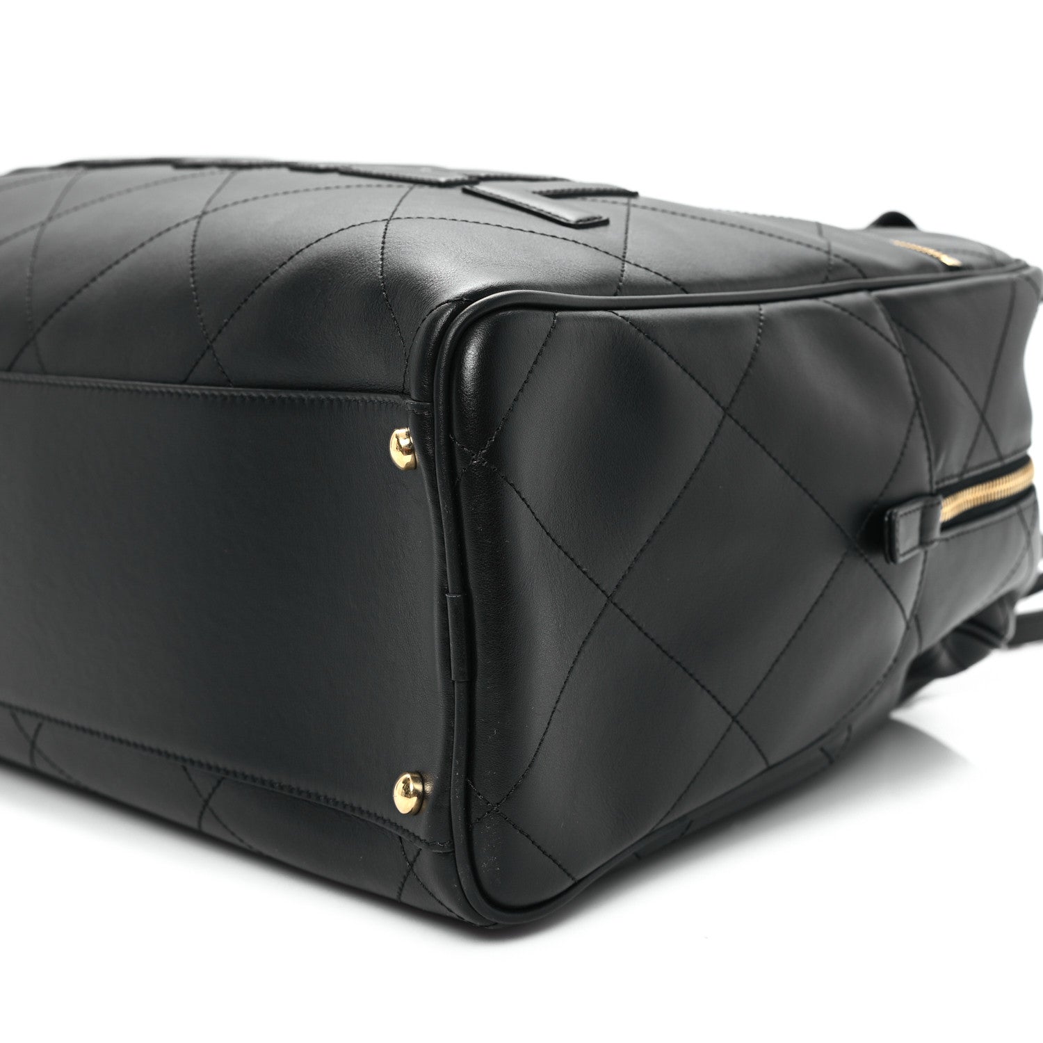 Chanel Calfskin Stitched Maxi Logo Bowling Bag Black 10 of 11