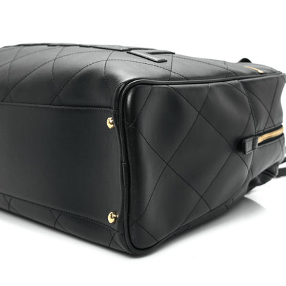 Chanel Calfskin Stitched Maxi Logo Bowling Bag Black 10 of 11
