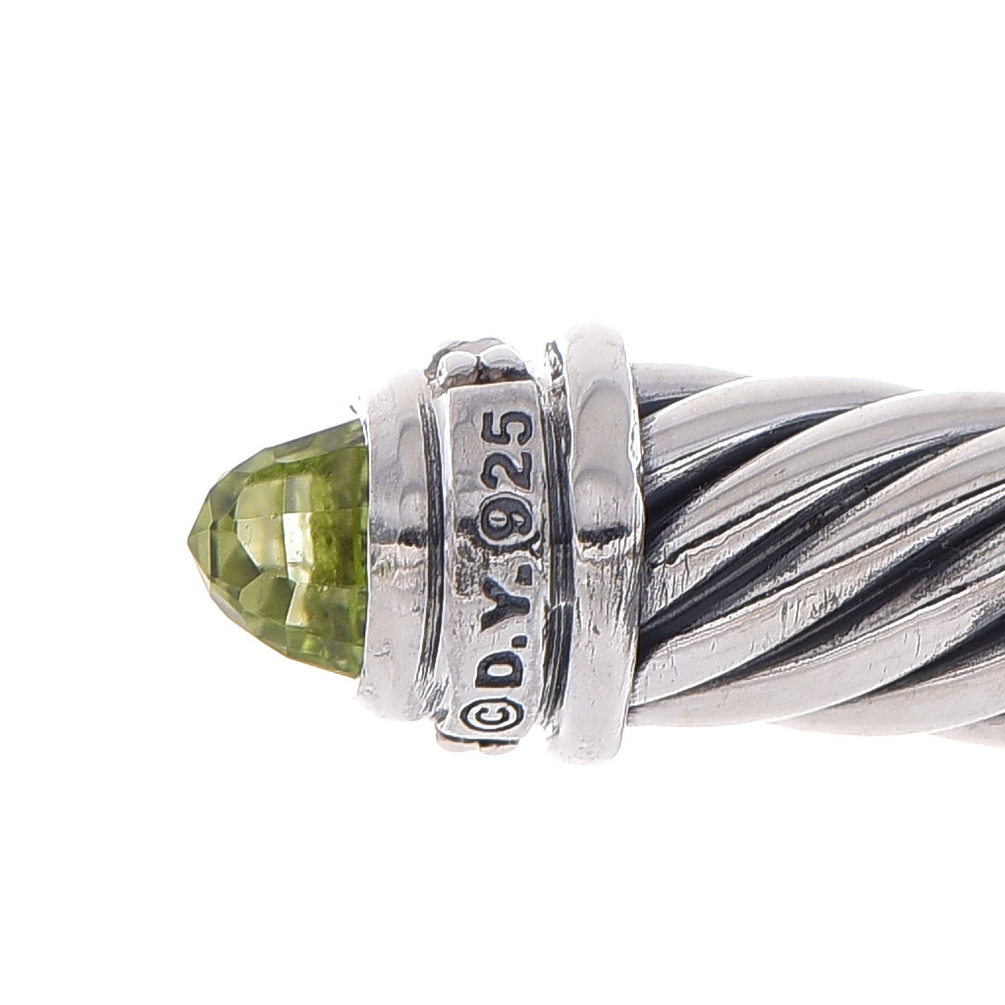 Sterling Silver Diamond Peridot 5mm Cable Classics Bracelet