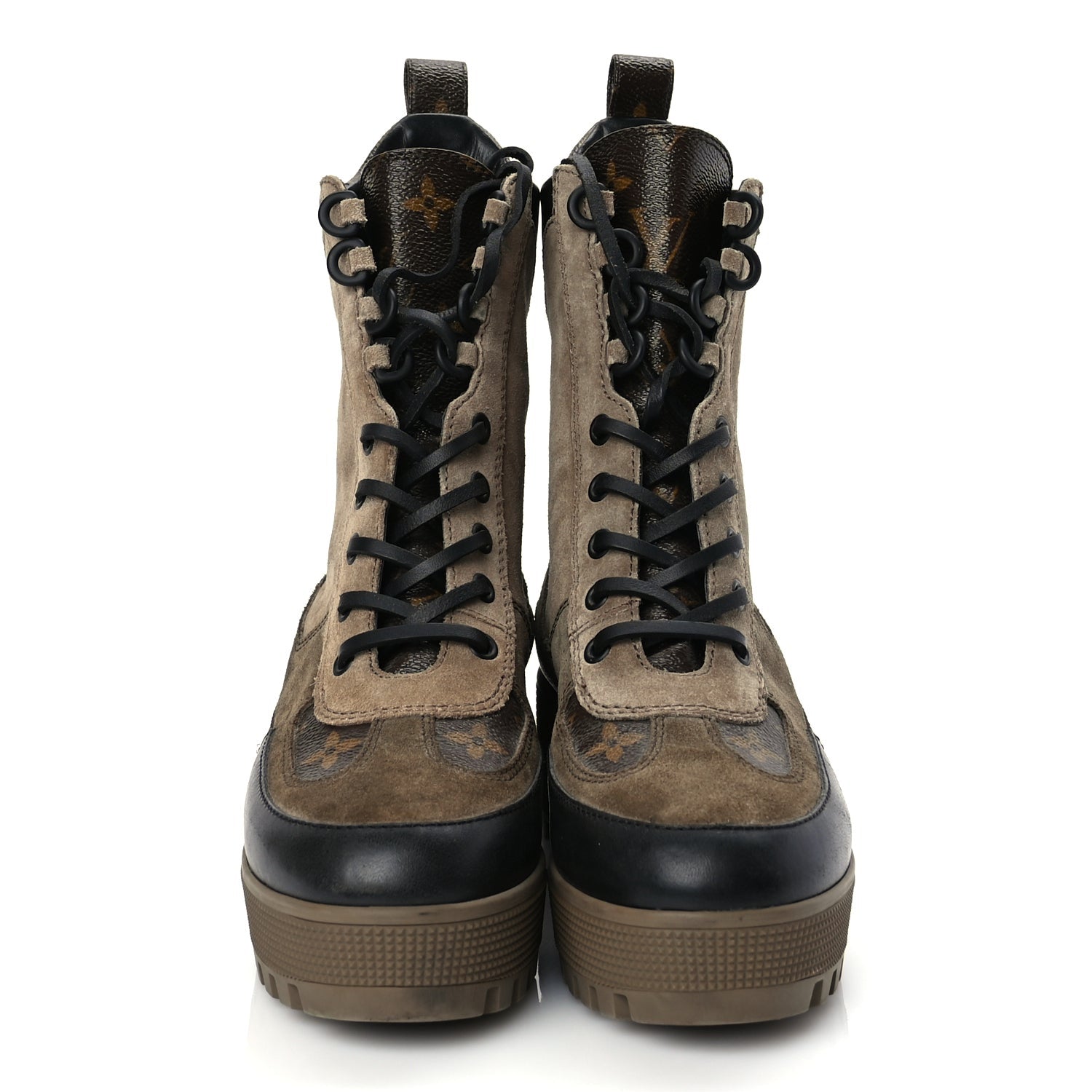 Louis Vuitton Suede Calfskin Monogram Laureate Platform Desert Boots 36.5 Taupe 2 of 7