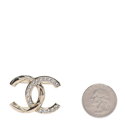 Chanel Crystal CC Brooch Light Gold 2 of 5