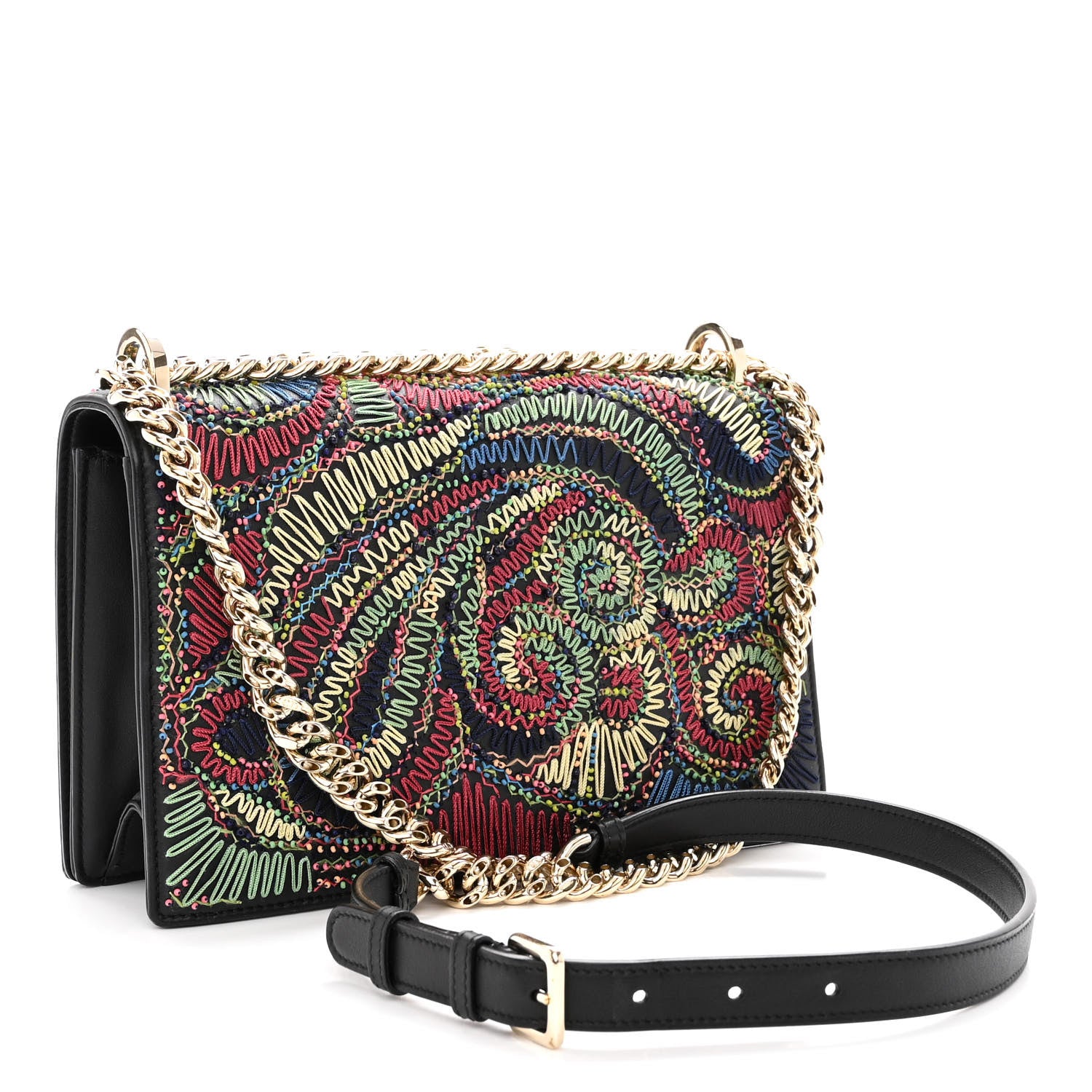 Christian Dior Lambskin Embroidered Medium Diorama Flap Bag Black 3 of 9