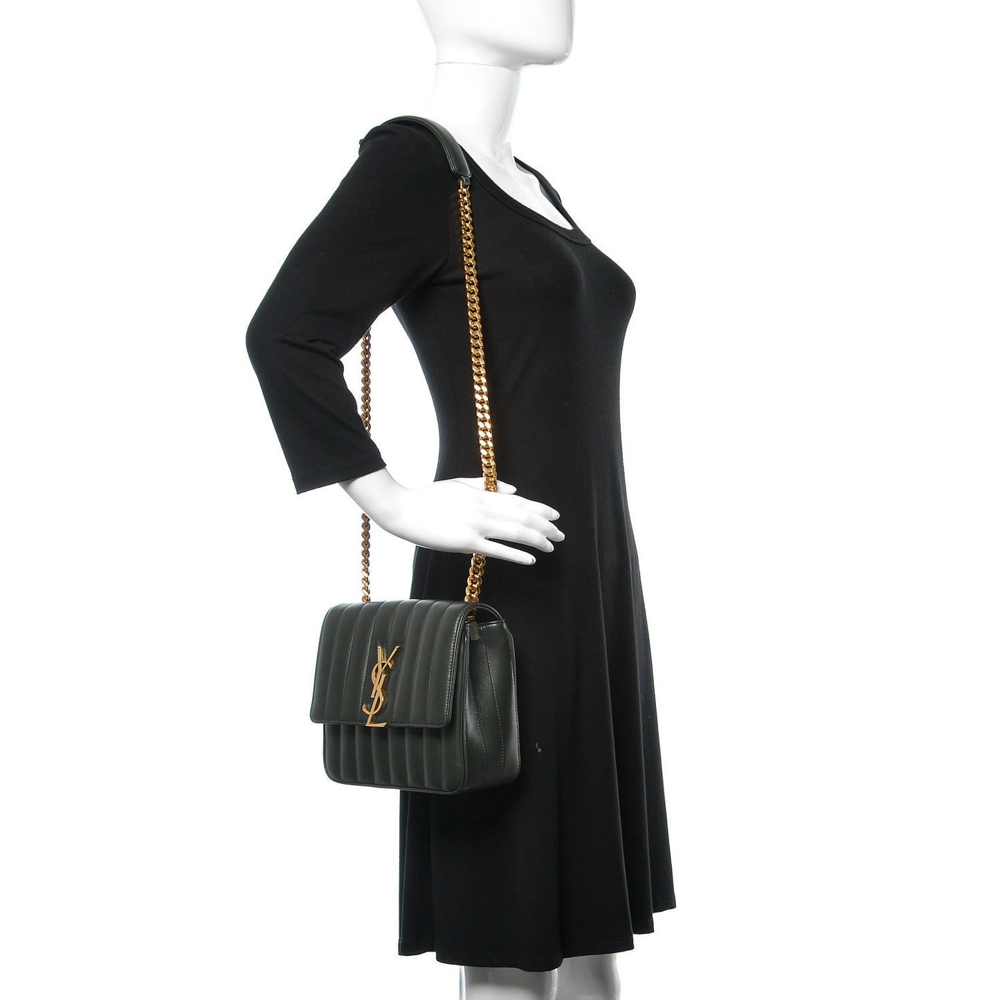 Lambskin Matelasse Monogram Medium Vicky Chain Bag Algae