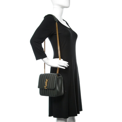 Saint Laurent Lambskin Matelasse Monogram Medium Vicky Chain Bag Algae 3 of 12