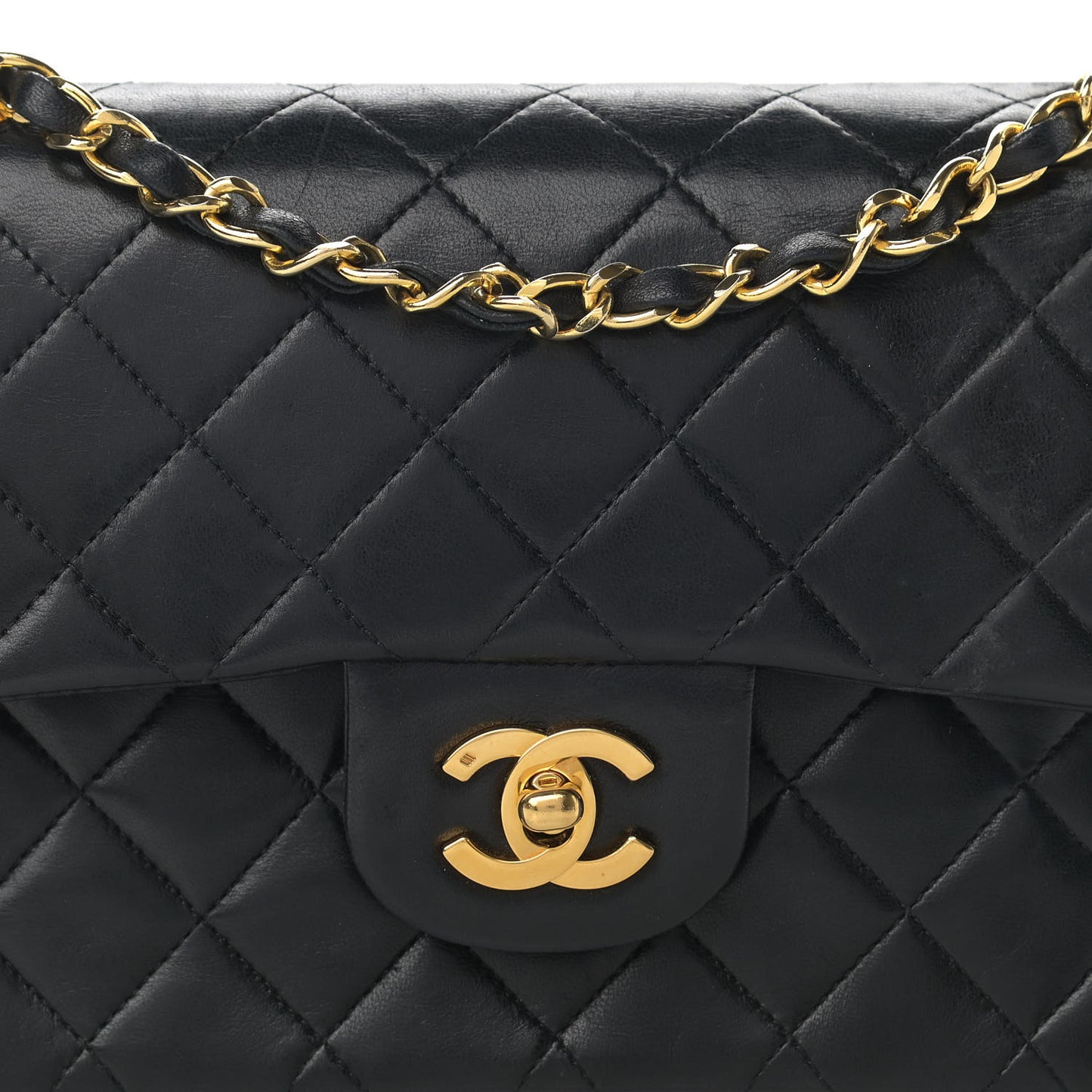 Lambskin Quilted Small Double Flap Black