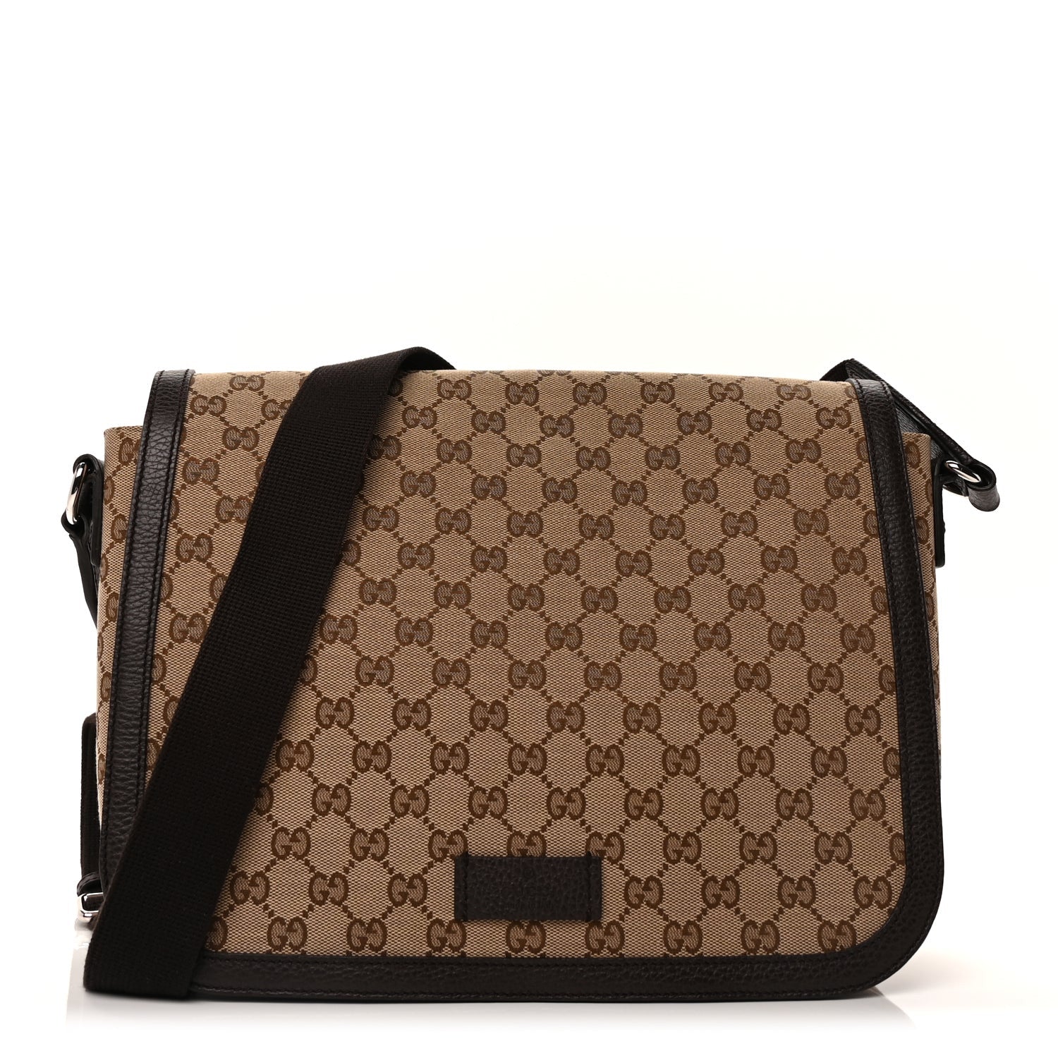 Gucci Monogram Large Flap Messenger Bag  Beige Dark Brown 1 of 8