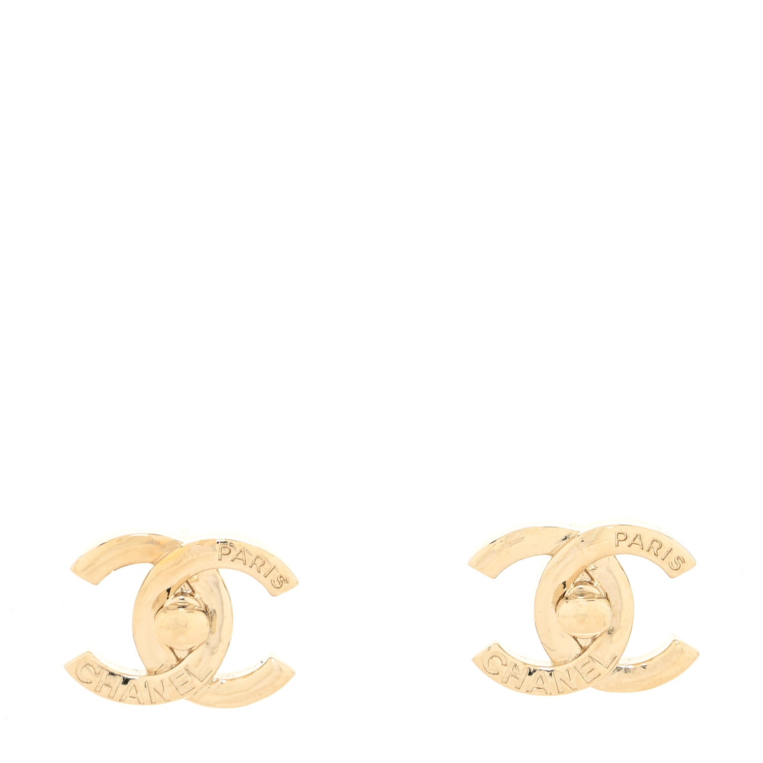Chanel Metal CC Turnlock Earrings Gold 1 of 4