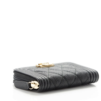 Chanel Caviar Quilted Boy Zip Around Coin Purse Wallet Black 4 of 7