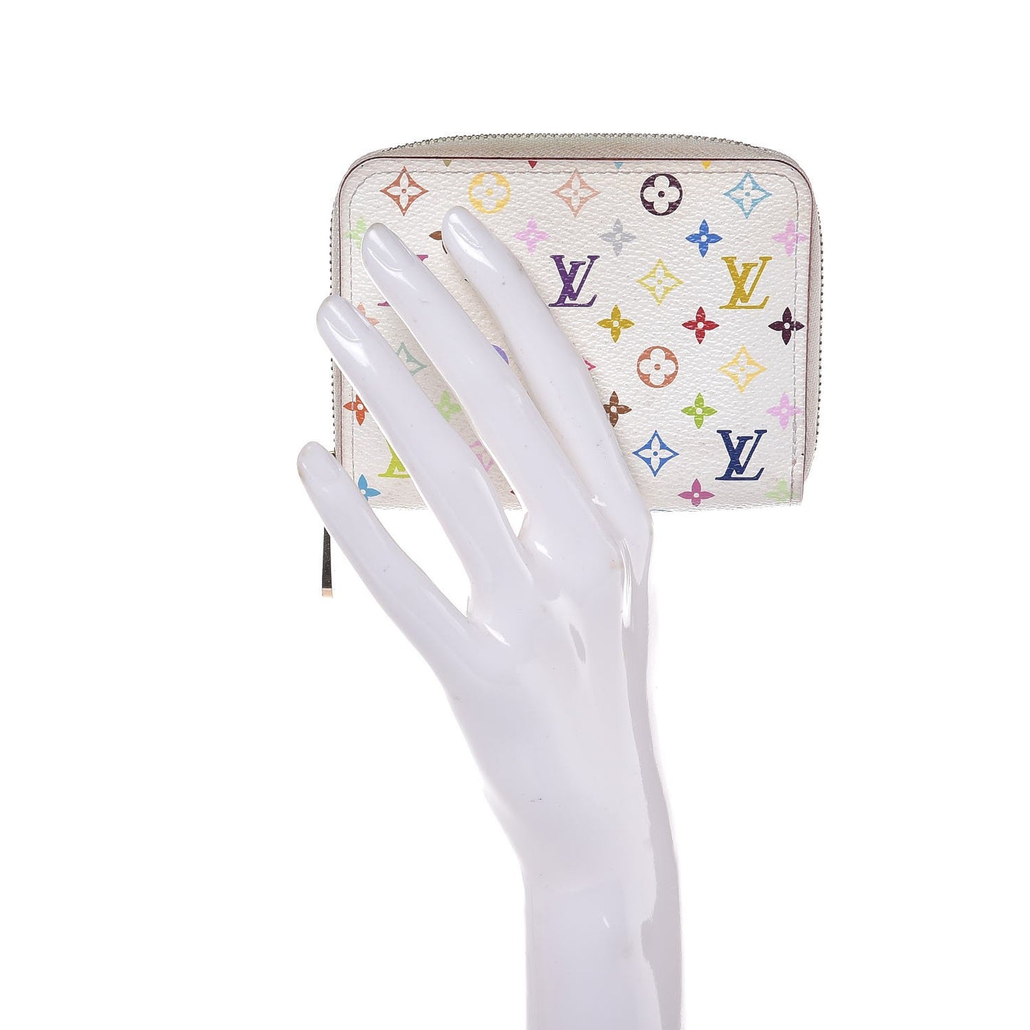 Monogram Multicolor Zippy Coin Purse Wallet White Litchi