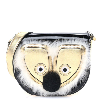 Gucci Metallic Calfskin Kids Fox Crossbody Bag Black Gold 1 of 7