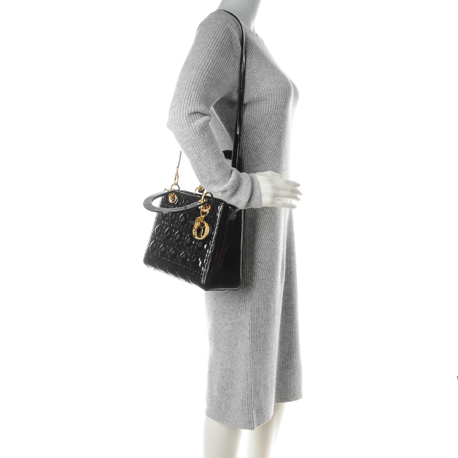 Christian Dior Patent Cannage Medium Lady Dior Black 2 of 6