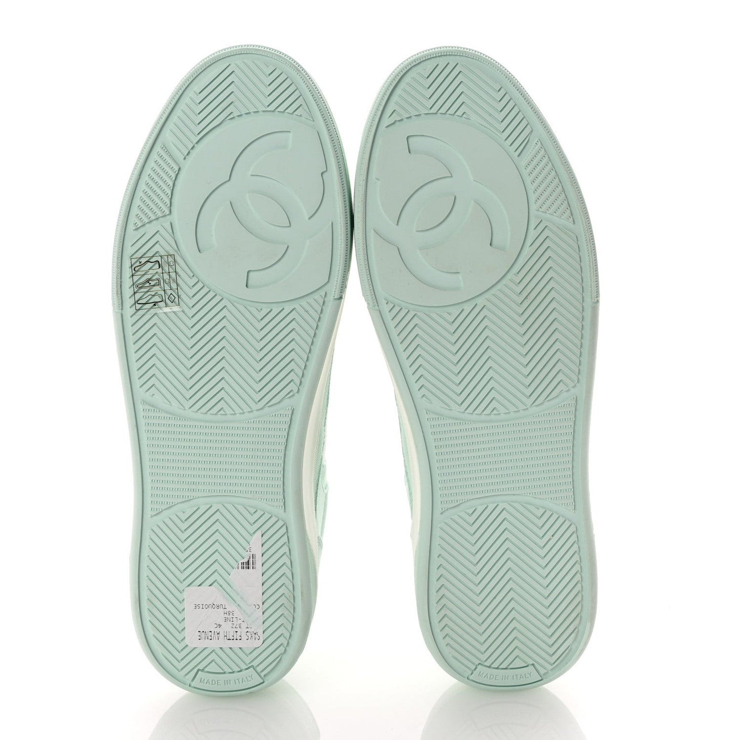 Cotton Sneakers  38.5 Light Turquoise White