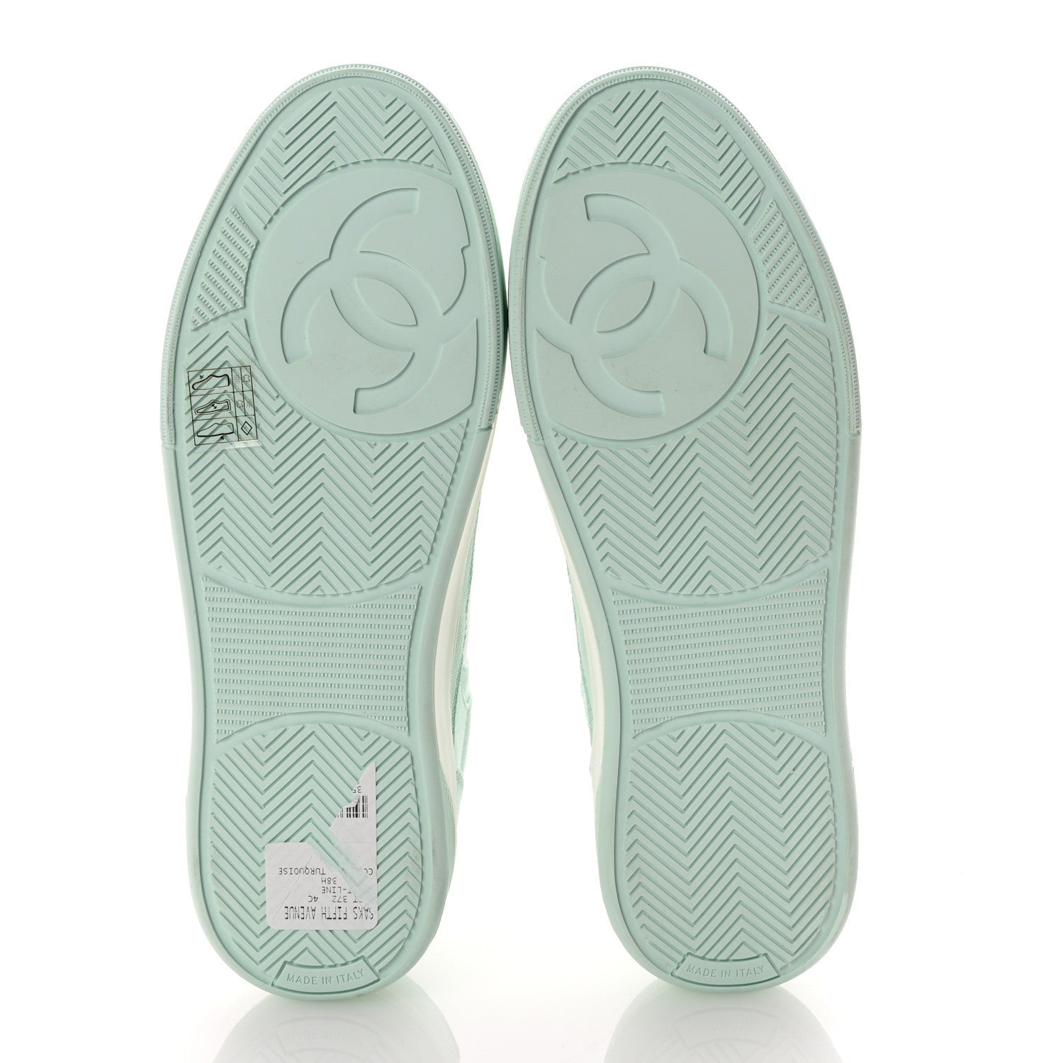 Chanel Cotton Sneakers  38.5 Light Turquoise White 6 of 7