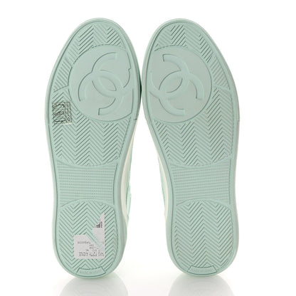 Chanel Cotton Sneakers  38.5 Light Turquoise White 6 of 7