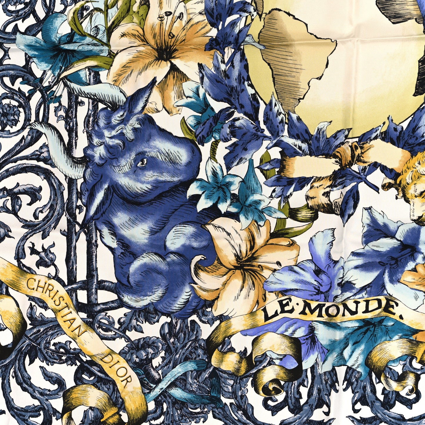 Silk Le Monde 90 Square Scarf White Multicolor