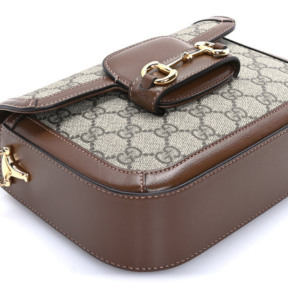 Gucci GG Supreme Monogram Web Mini Horsebit 1955 Shoulder Bag  Beige Brown Sugar 7 of 7