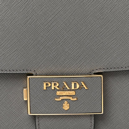 Prada Saffiano Lux Embleme Flap Shoulder Bag Grey 8 of 10