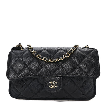 Chanel Caviar Fabric Foldable Tote Bag With Chain Black Multicolor 1 of 14