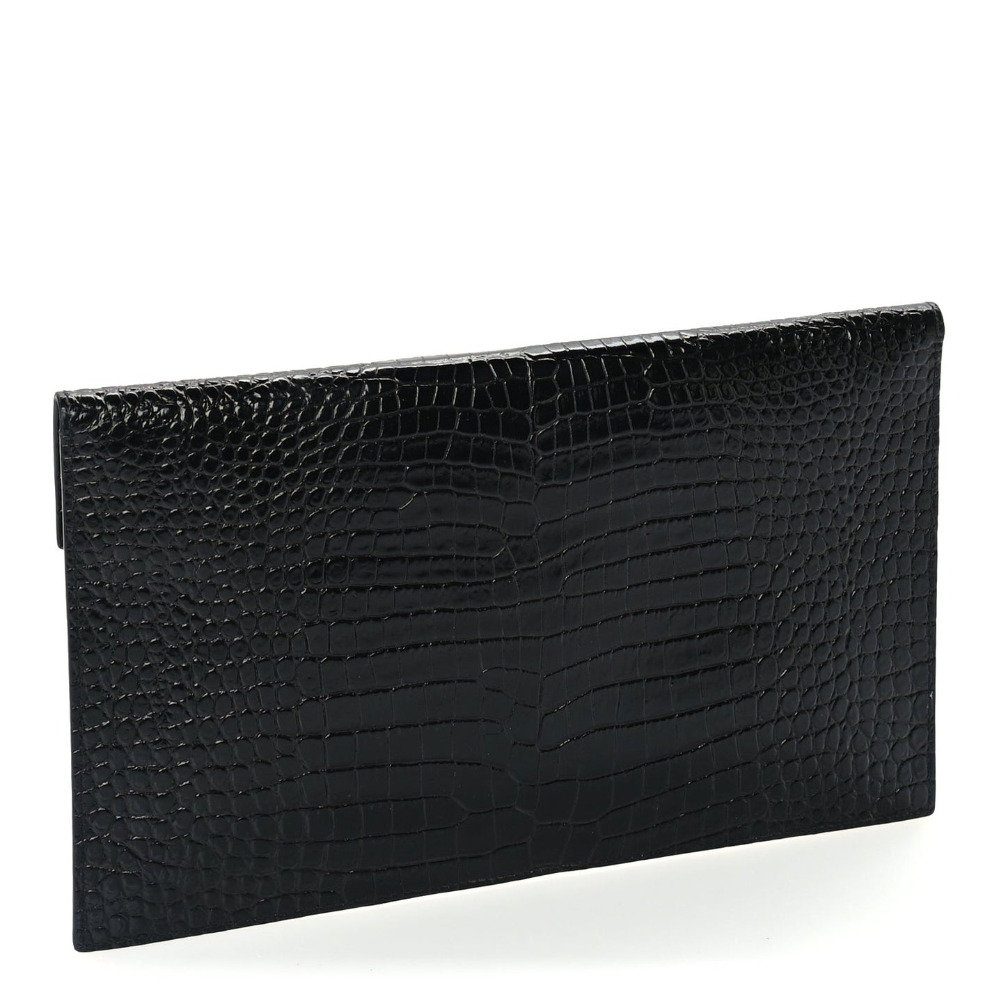 Calfskin Crocodile Embossed Uptown Monogram Pouch Black