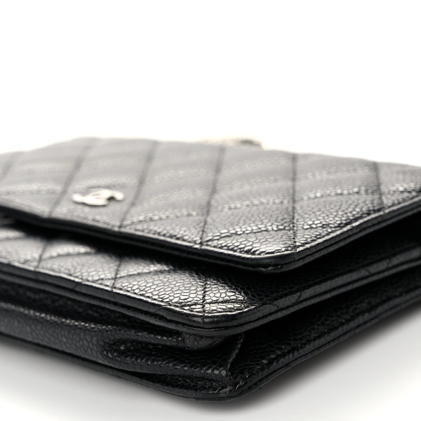 Caviar Quilted Wallet on Chain WOC Black