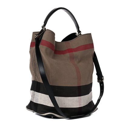 Burberry Canvas Mega Check Medium Ashby Hobo Black 3 of 19