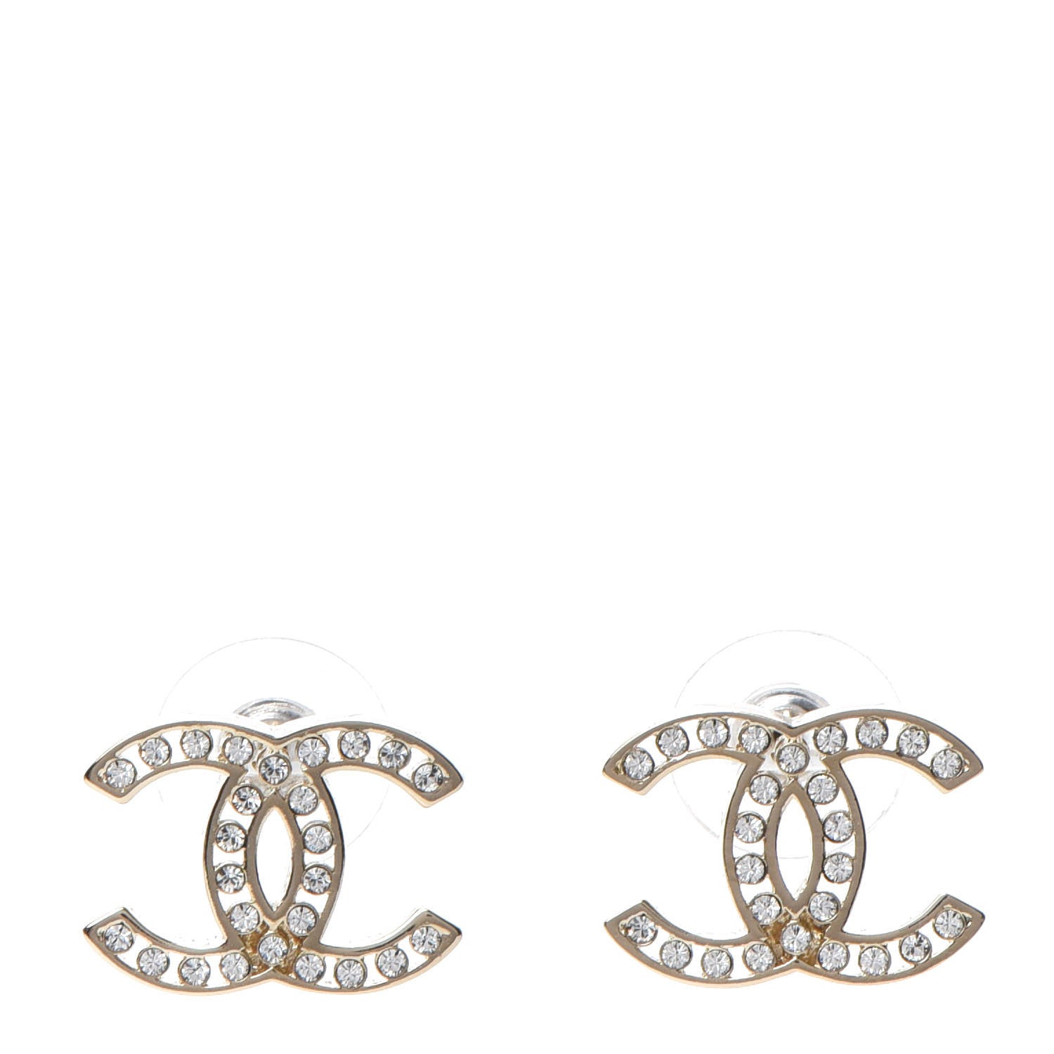 Chanel Crystal CC Large Earrings Gold 1 of 5