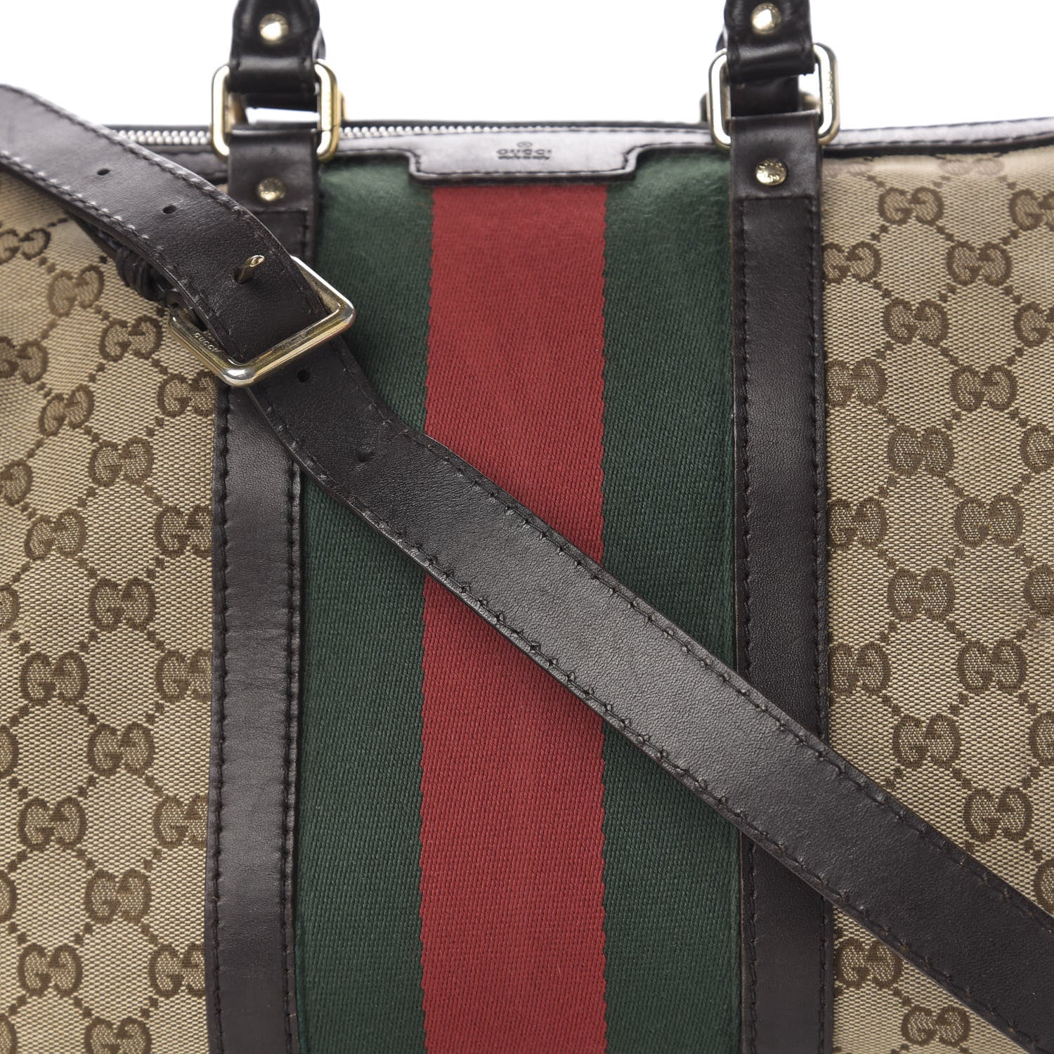 Gucci Monogram Vintage Web Medium Boston Dark Brown 19 of 19