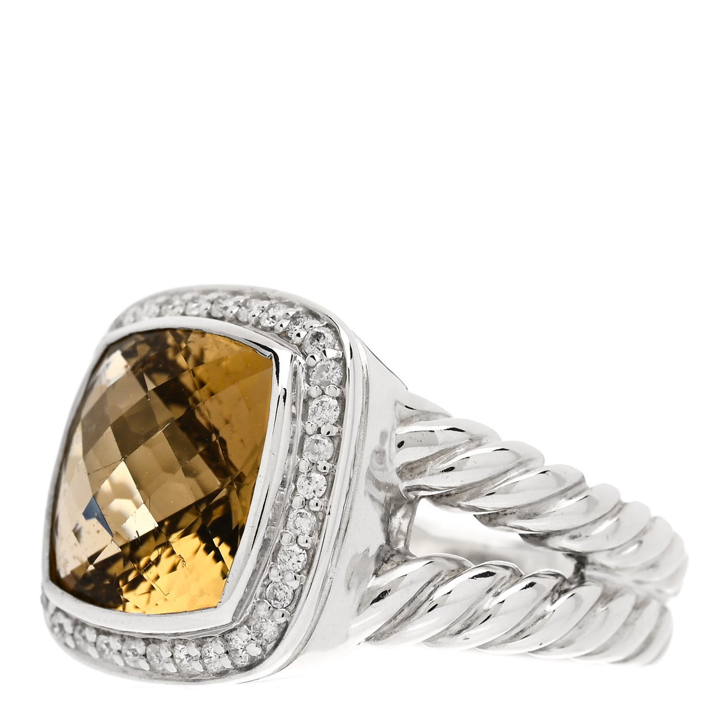 Sterling Silver Diamond Citrine 11mm Albion Ring 54 7