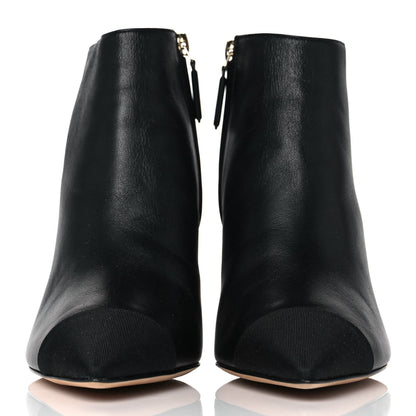 Chanel Lambskin Grosgrain Cap Toe Short Ankle Boots 36 Black 2 of 8