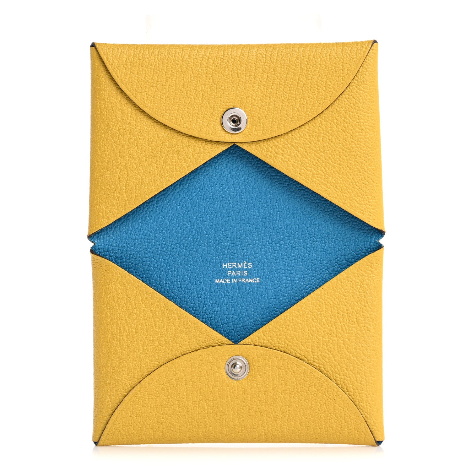 Hermes Chevre Mysore Verso Calvi Card Case Sun Bleu Frida 5 of 10