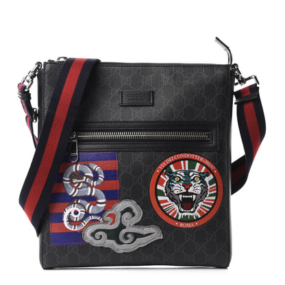 Gucci GG Supreme Monogram Night Courrier Flat Messenger Bag Black Multicolor 1 of 11