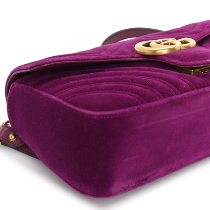 Gucci Velvet Matelasse Small GG Marmont Shoulder Bag Fuchsia Violet Cyclamen 7 of 8