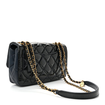 Chanel Patent Goatskin Quilted Medium CC Eyelet Flap Blue 3 of 10