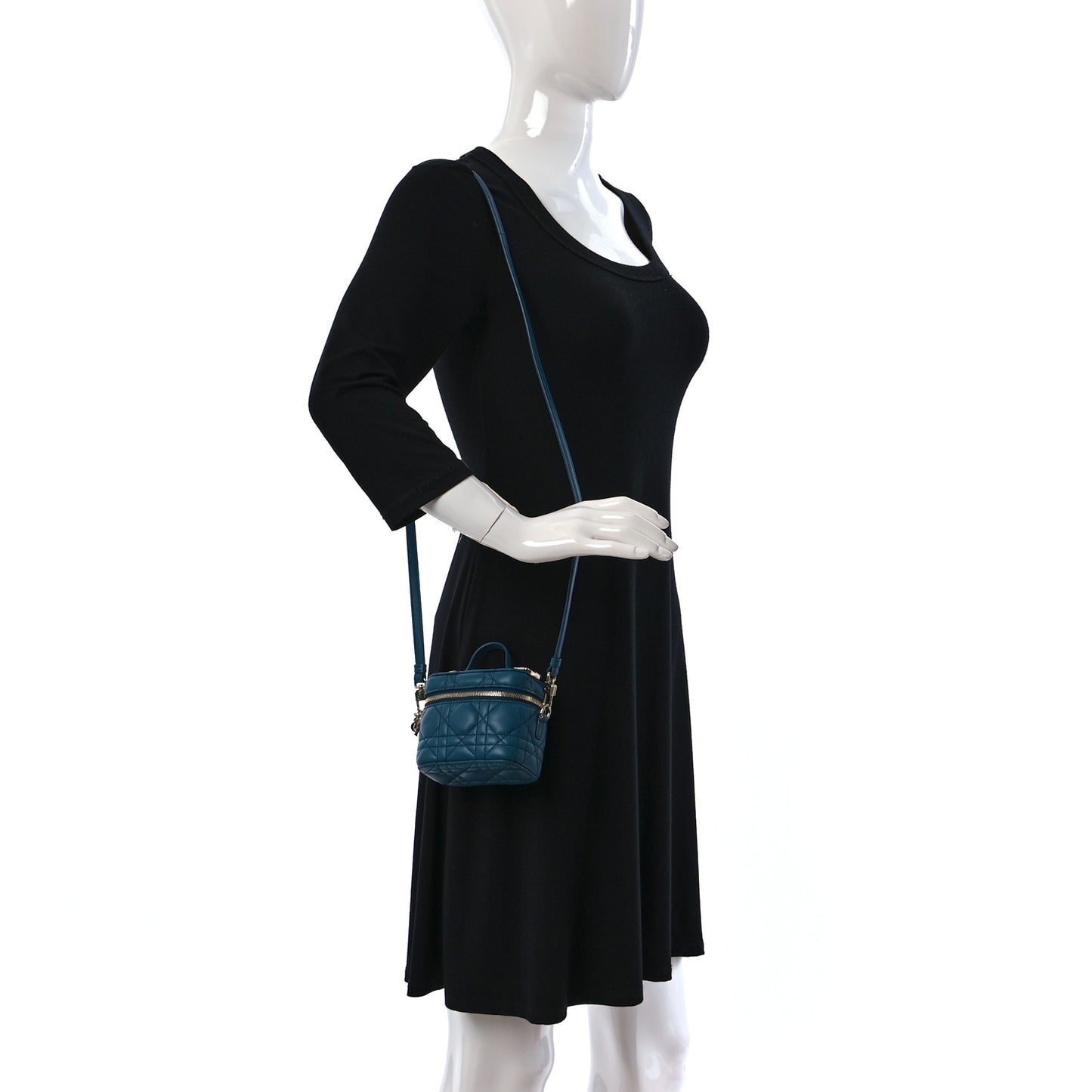 Lambskin Cannage Micro Lady Dior Vanity Case Deep Ocean