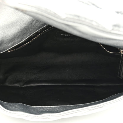 Saint Laurent Metallic Lambskin Quilted Sade Puffer Envelope Clutch Argento 5 of 9