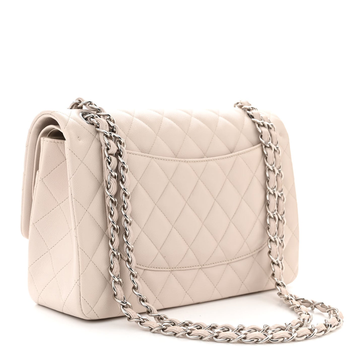 Caviar Quilted Jumbo Double Flap Ivory