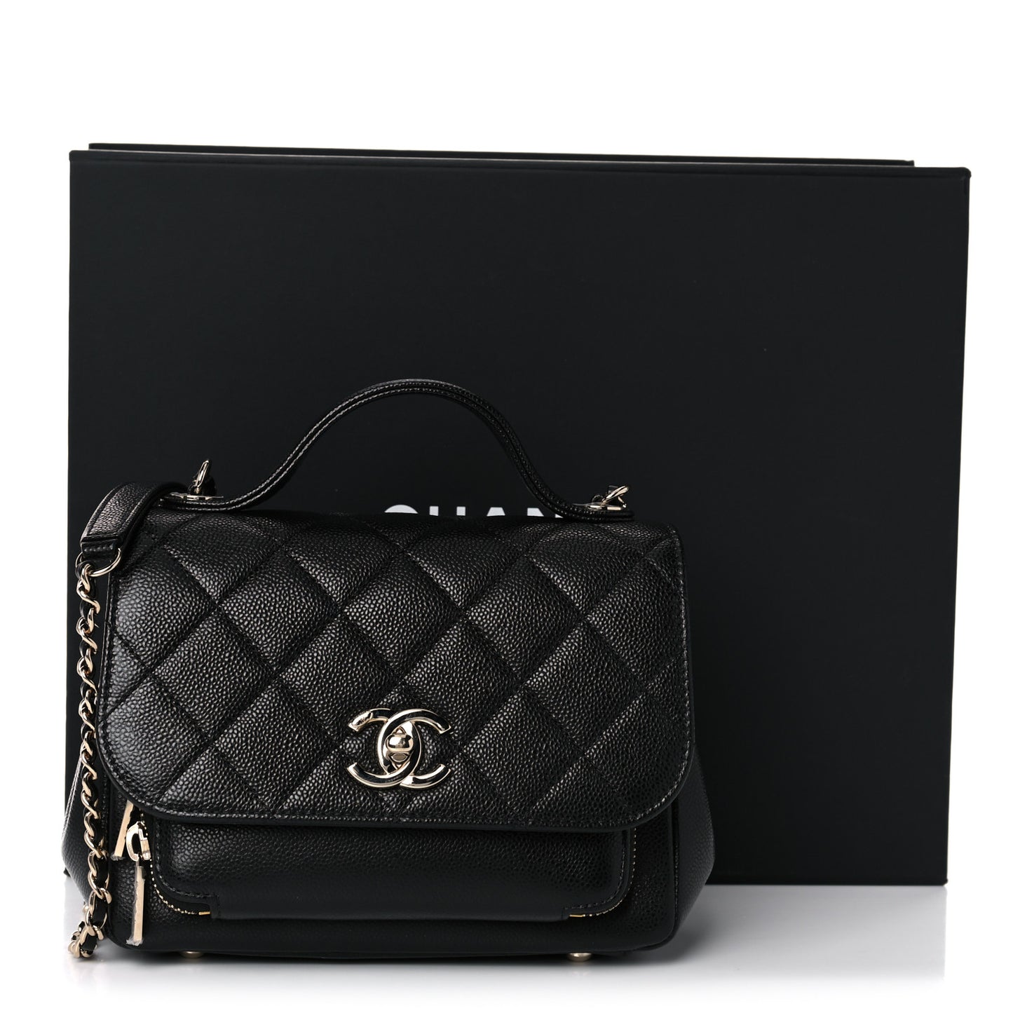 Caviar Quilted Small Business Affinity Flap Black