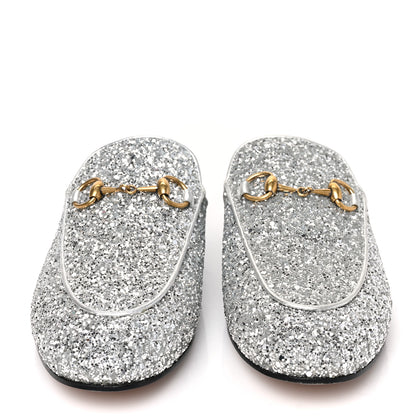 Gucci Glitter Womens Princetown Slippers 36 Silver 2 of 9