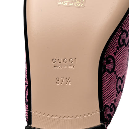 Gucci Canvas GG Monogram Horsebit Womens Princetown Slippers 37.5 Pink Blue 8 of 11